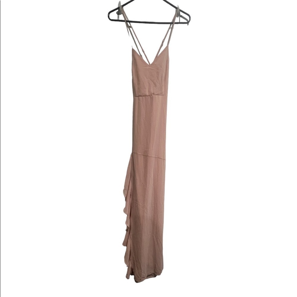 Lulus in love forever nude pink lace up maxi dress size xs - Picture 2 of 8